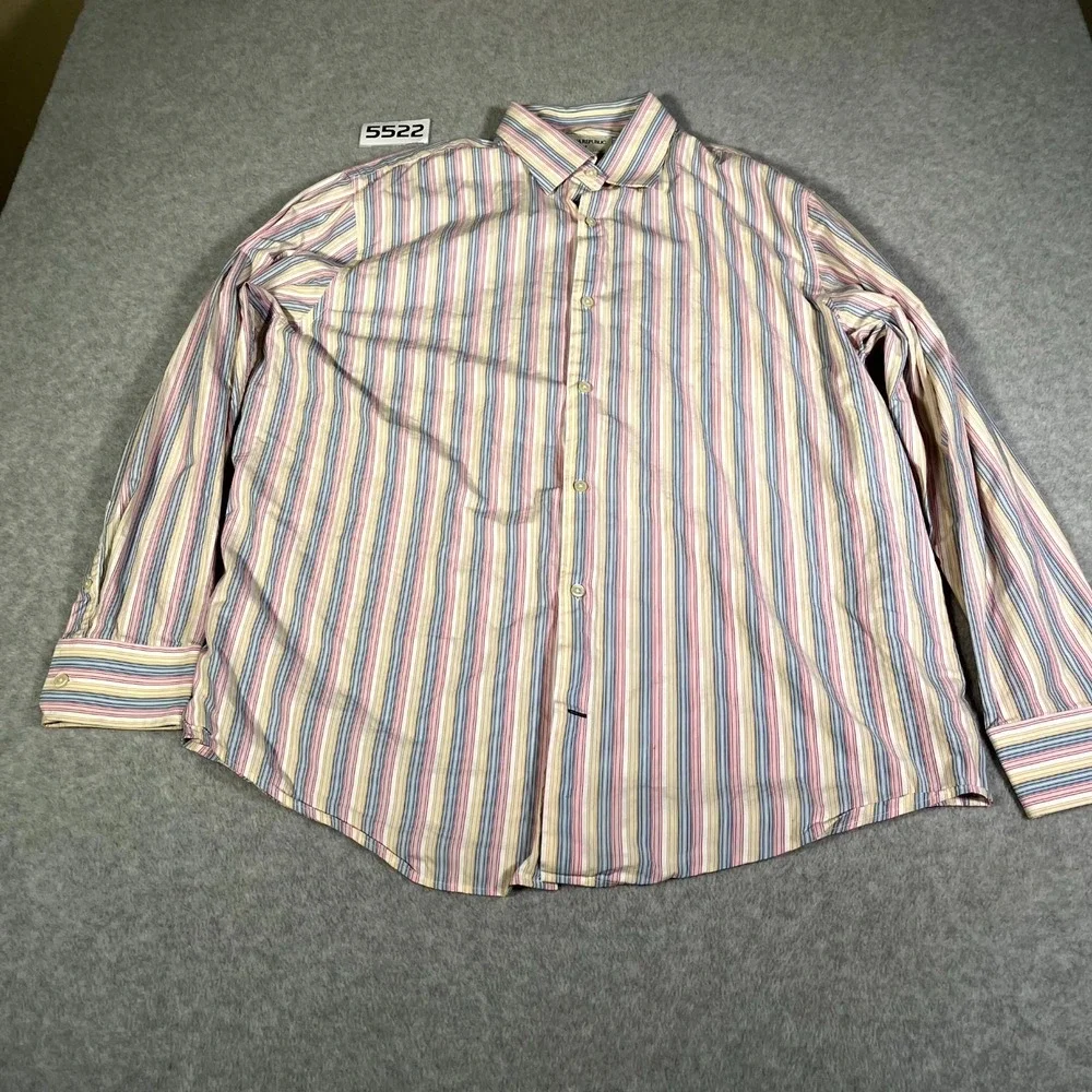Banana Republic Shirt Mens 2XL Multicolor Striped‎ Cotton Collared Button Up